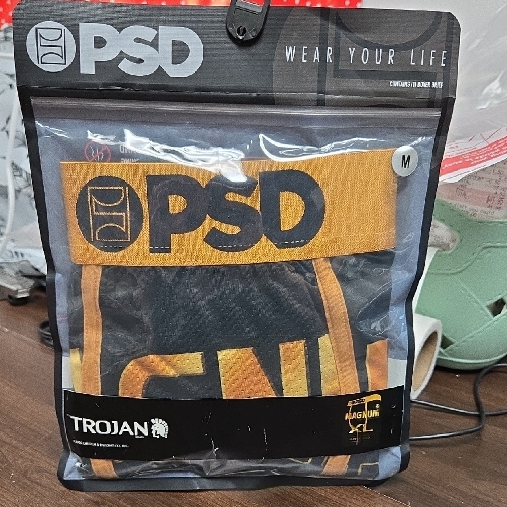 PSD Size M Black and Gold Trojan Boxer Briefs